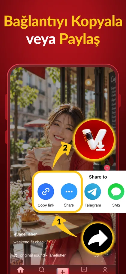 Bağlantıyı kopyalayın veya videoyu uygulamayla paylaşın